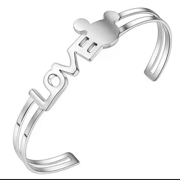 MICKEY MOUSE SILVER Adjustable Bangle Bracelet With Gift Box - Picture 2 of 5